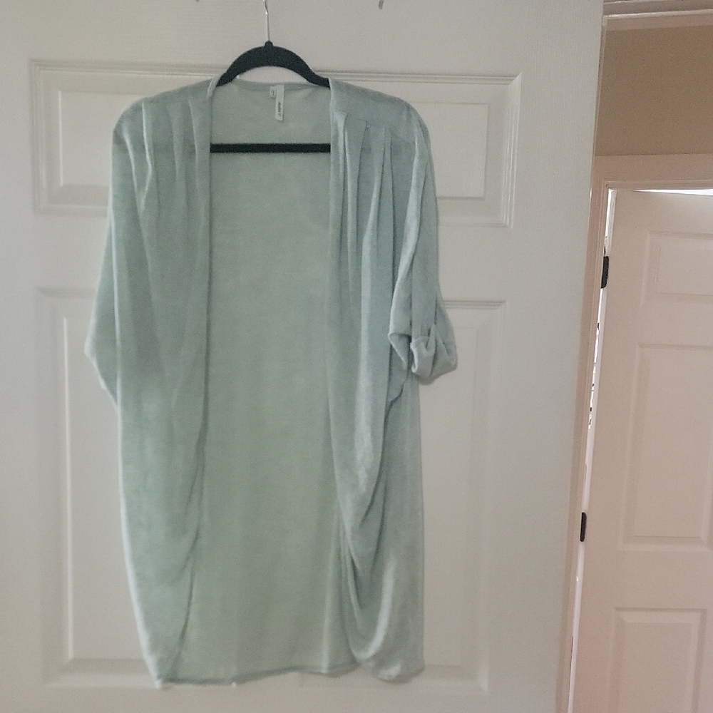 Studio Y Light Mint Open-Front Knit Cardigan